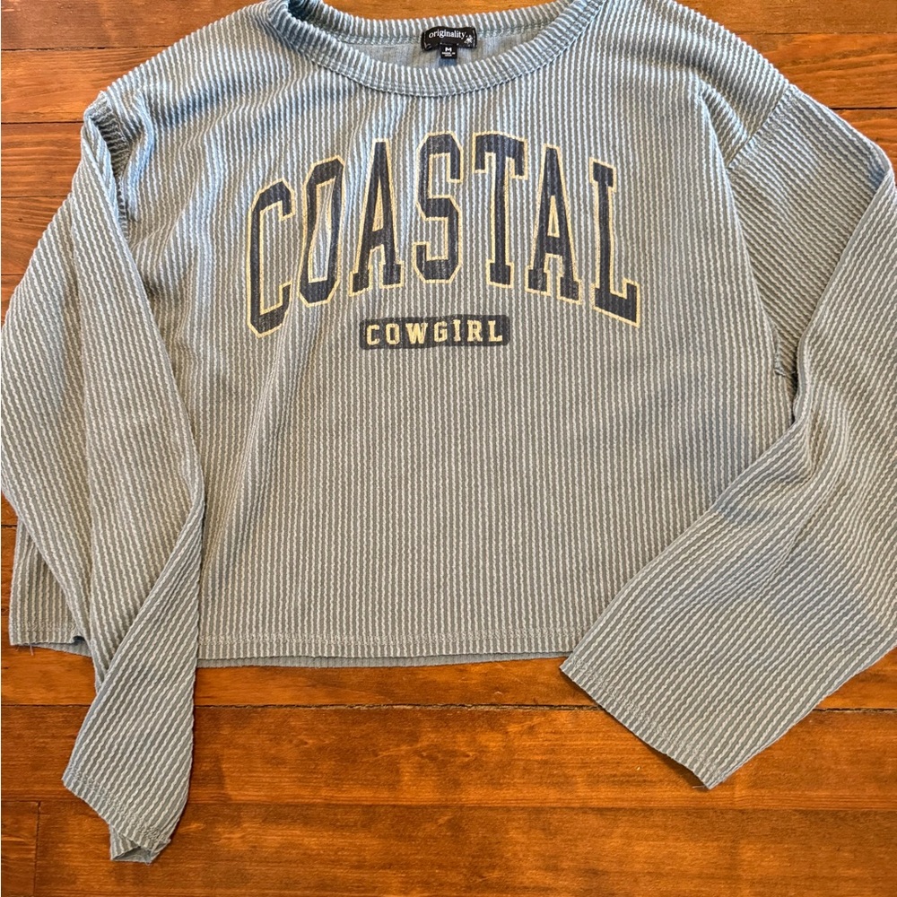 Ribbed Blue Crop Top